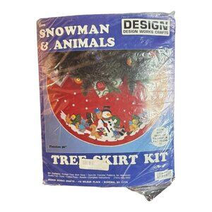 Design Works Crafts Snowman Animals Tree Skirt Kit New Opened Christmas